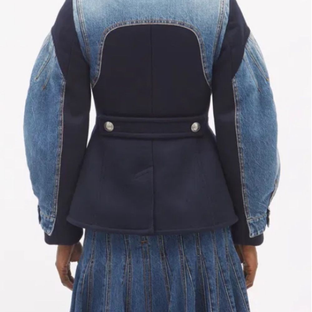 🔥ALEXANDER MCQUEEN Hybrid Peplum-Hem Denim And Wool-Blend Jacket🔥 - Picture 6 of 6